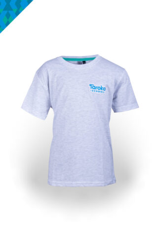 Taroko SS T-shirt, Ice Melange, green binding, Younger Kids Unisex